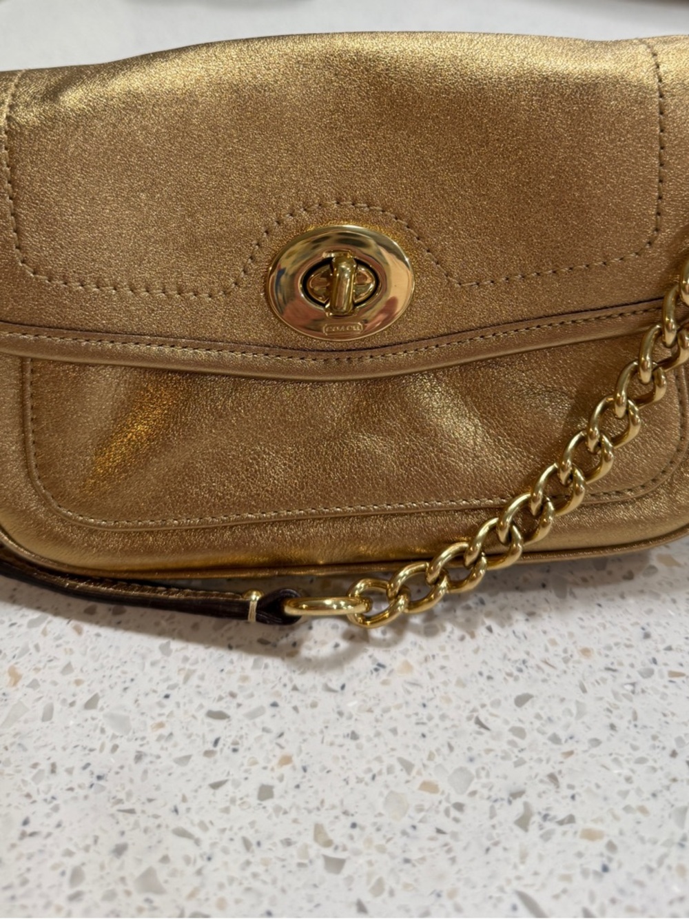 Coach Metallic Gold Mini Chain Shoulder Bag - Picture 3 of 6